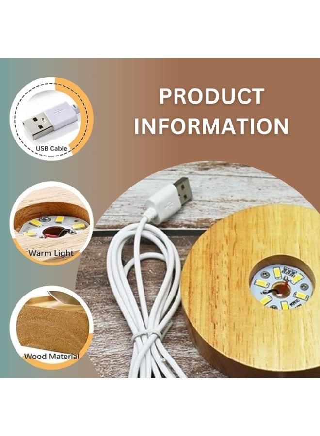 ARABIQO 3D Crystal Ball Night Light 8cm with Wooden Base, USB Powered LED Glass Lamp for Bedroom & Home Décor, Galaxy Crystal Gift for Valentine’s Day, Ramadan & Special Occasions (Couple Doll) - Image 3